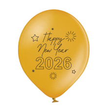 6 Luftballons Silvester: 2026-V2 - Gold - Metallic