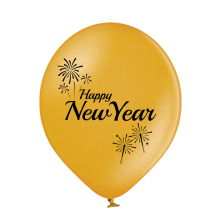 6 Luftballons Silvester: Happy New Year - Gold - Metallic