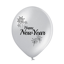 6 Luftballons Silvester: Happy New Year - Silber - Metallic