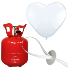 Helium-Set Herzballons Ø 25 cm - Weiß - 15 Ballons