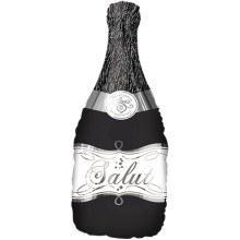 Folienballon Sektflasche Schwarz - Salut 91 cm