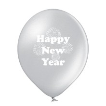 Luftballons Silvester: Happy New Year - Silber - Metallic Ø 30 cm