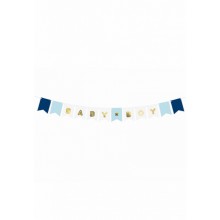 Papiergirlande - Baby Boy - Weiß & Blau | luftballon.de