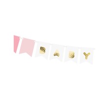 Papiergirlande - Baby Girl - Weiß & Rosa