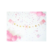 Papiergirlande - Baby Girl - Weiß & Rosa