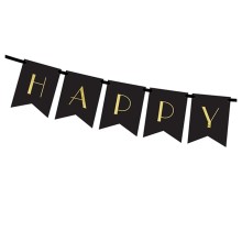 Girlande Silvester - Happy New Year - Schwarz & Gold