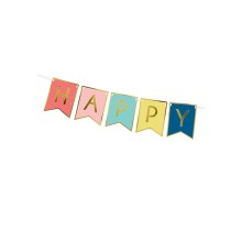 Papiergirlande - Happy Birthday - Bunt