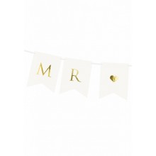 Papiergirlande - Mr & Mrs - Weiß
