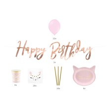 Partypaket Dekoset Geburtstag Katze - 55 Teile