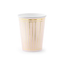 Partybecher Gestreift (Rosa & Gold) - XL 6 Stück | luftballon.de