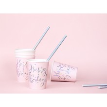 Partybecher Rosa (Happy B`Day) - XL 6 Stück