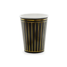 Partybecher Gestreift (Schwarz & Gold) - XL 6 Stück | luftballon.de