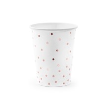 Partybecher Weiß (Rose Gold Gepunktet) - XL 6 Stück | luftballon.de