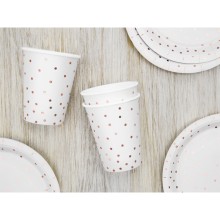 Partybecher Weiß (Rose Gold Gepunktet) - XL 6 Stück