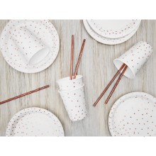 Partybecher Weiß (Rose Gold Gepunktet) - XL 6 Stück