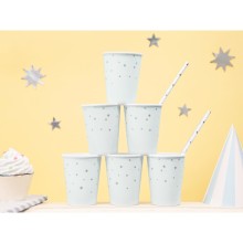 Partybecher Weiß (Silber Sterne) - XL 6 Stück