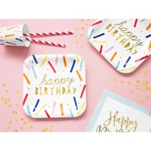 Partyteller Happy Birthday (Konfetti) Ø 20 cm - 6 Stück