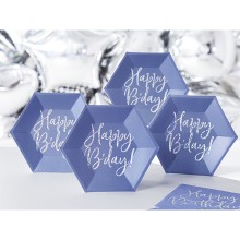 Partyteller Happy B`Day (Blau) Ø 20 cm - 6 Stück