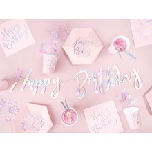 Partyteller Happy B`Day (Rosa) Ø 20 cm - 6 Stück