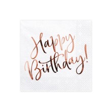 Servietten - Happy Birthday - Weiß & Gold - 20 Stück | luftballon.de