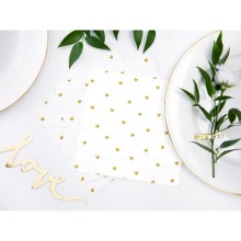Servietten Weiß (Goldene Herzen) - 20 Stück