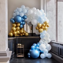1 Balloon Arch - Large - Blues & Gold Chrome