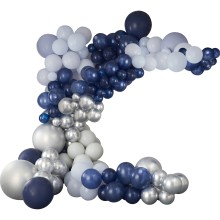 1 Balloon Arch - Mixed Blue & Silver Chrome