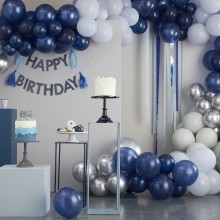 1 Balloon Arch - Mixed Blue & Silver Chrome