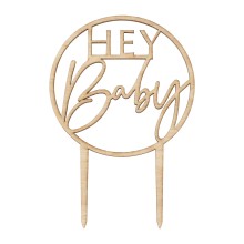 1 wooden hey baby cake topper