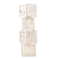 4 Pop up baby blocks to fill with white balloons