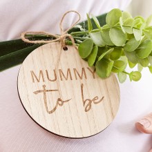 1 mummy to be belly sash with foliage and wooden tag
