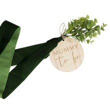 1 mummy to be belly sash with foliage and wooden tag