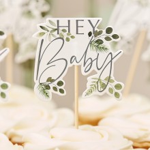 12 Hey Baby Botanical Cupcake Toppers
