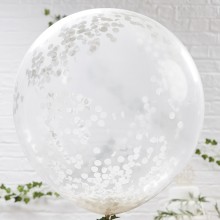3 Balloons - Huge - White Confetti