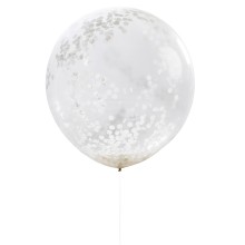 3 Balloons - Huge - White Confetti