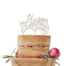 1 Cake Topper - Wooden - Happy Birthday