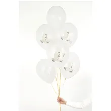 6 Motivballons - Ø 30cm - Taube - Crystal Clear