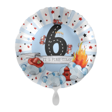 1 Balloon - Happy Fire Engine - Six