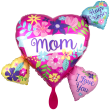 1 Ballon XXL - Mom Flowers Heart Cluster