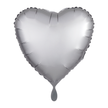 1 Balloon - Herz - Silk Lustre - Silber