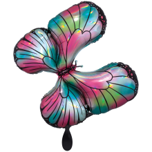1 Balloon XXL - Iridescent Teal & Pink Butterfly