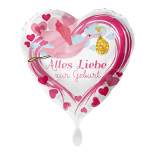 1 Ballon - Alles Liebe zur Geburt Pink