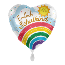 1 Ballon - Endlich Schulkind Regenbogen