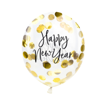 3 Konfettiballons - Ø 30cm - Happy New Year - Gold