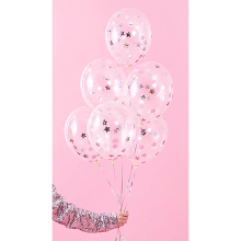 6 Konfettiballons - Ø 30cm - Stars - Silber