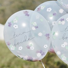 5 Balloons - Flower Confetti Filled - Team Bride