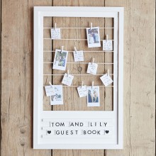 134 Alternative Guest Book - Frame with pegs, string and letter board to customise