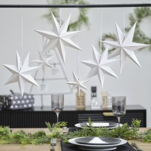 Hanging decoration - 7 Point Paper Stars - Whitey