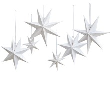Hanging decoration - 7 Point Paper Stars - Whitey