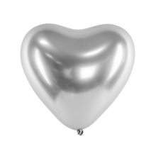 50 Herzballons - Ø 27cm - Glossy - Silber